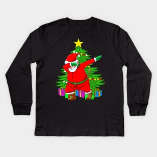Dab Santa Christmas Tree Dabbing St Nicholas Xmas Kids Long Sleeve T-Shirt